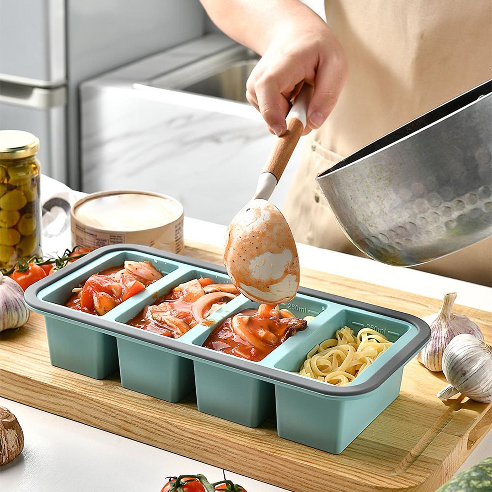 Meal Prep Chia Pudding - Silicone Freezer Tray Mold with Lid