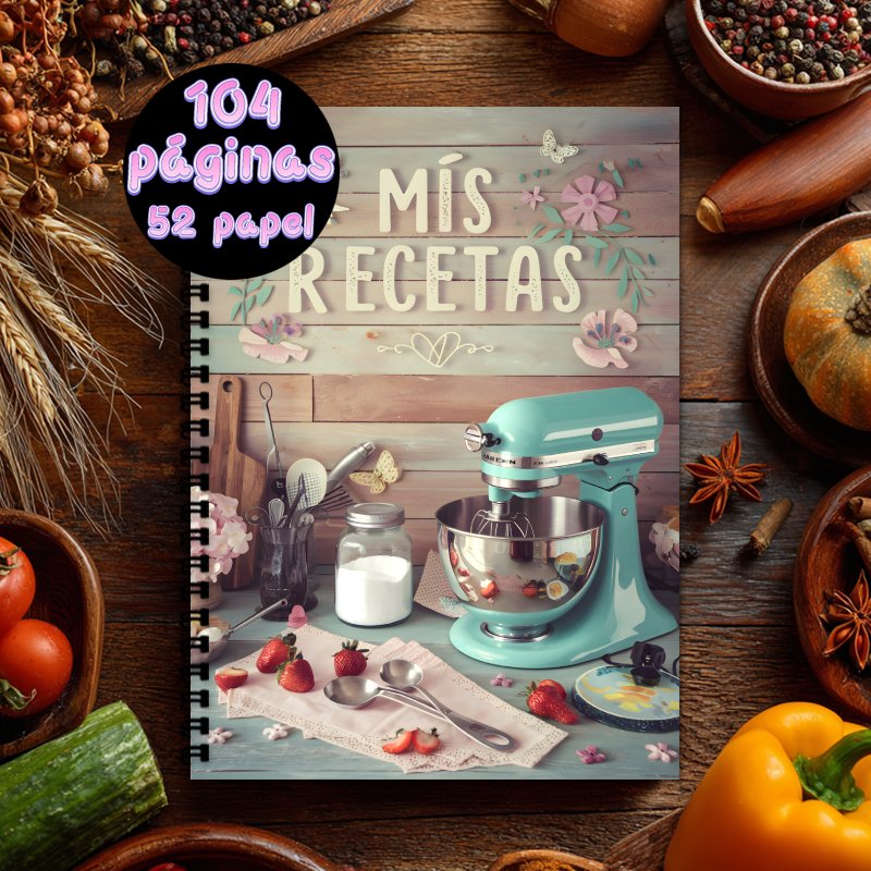 Meal Prep Book - A5 Spanish Recipe Spiral Notebook, Suitable