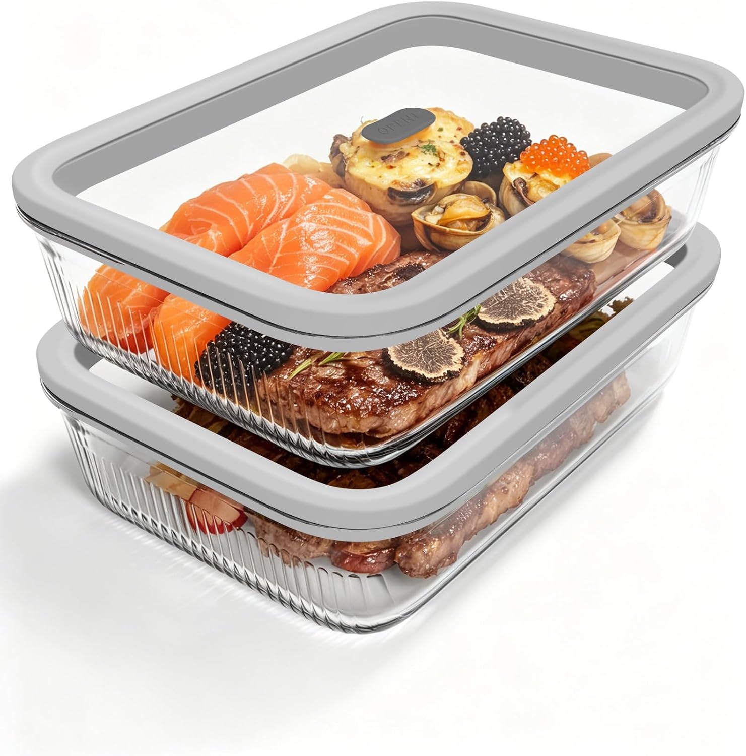 Meal Prep Glass Containers - 2 Pack Glass Food Storage Containers