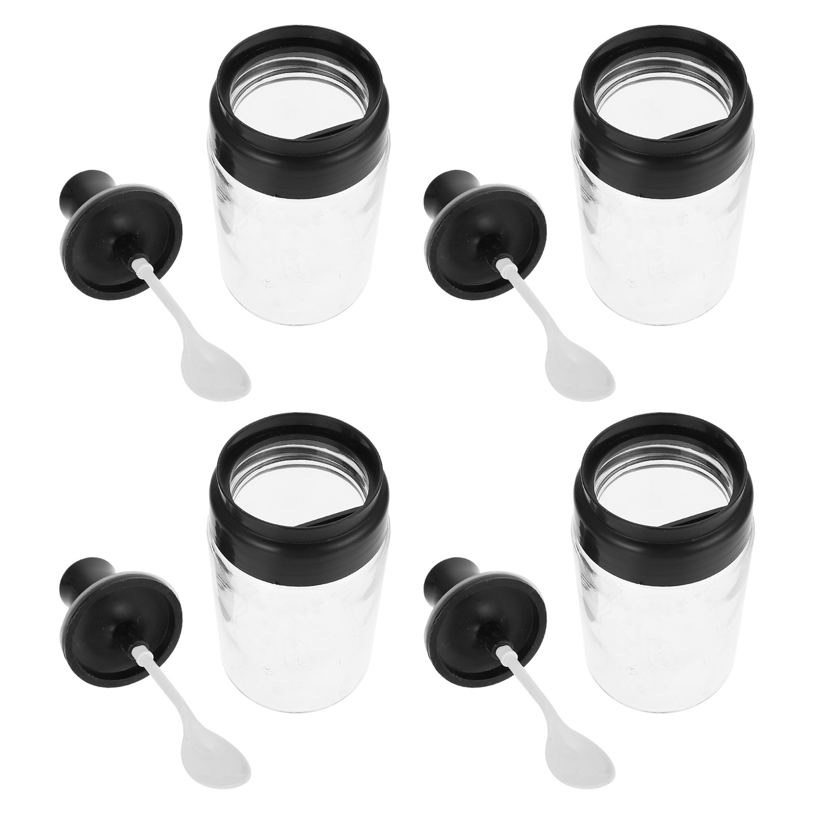 Meal Prep Jars With Lids - 4Pcs Glass Spice Jar with Spoon