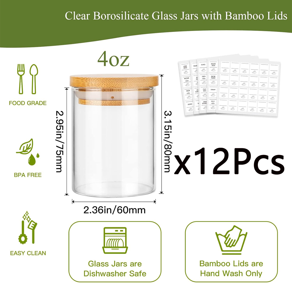 4oz Glass Spice Jars with Bamb - огляд і ціна Meal Prep Glass Containers