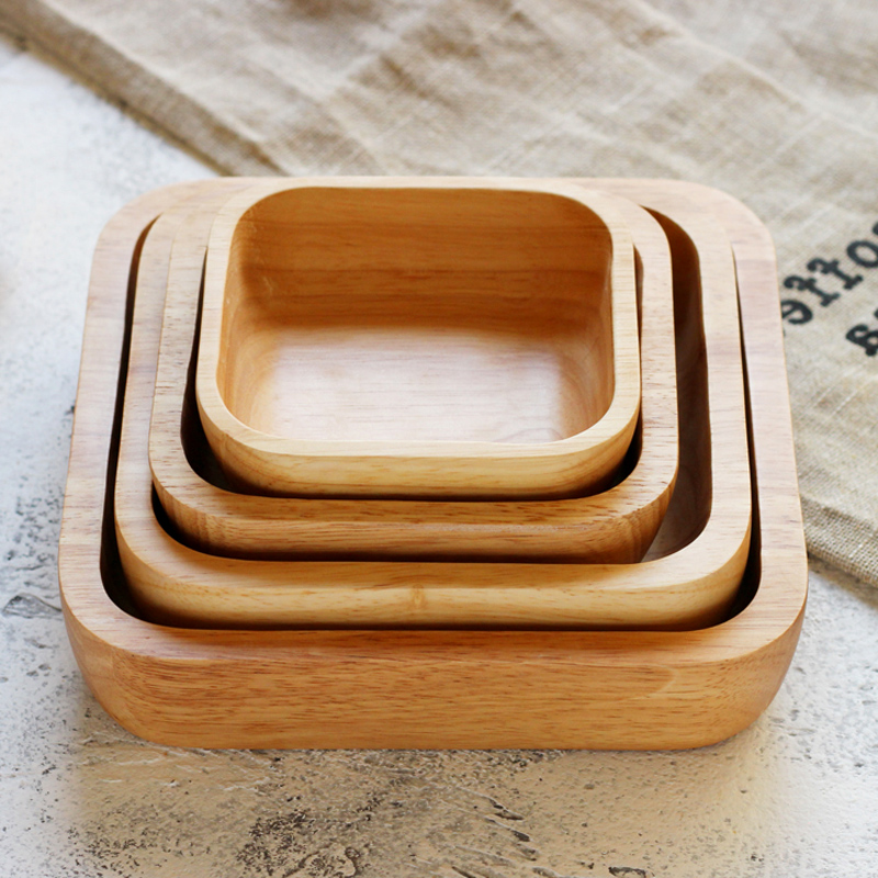 1Pc Square Wood Bowl 4 Size Fr - огляд і ціна Meal Prep Bowl