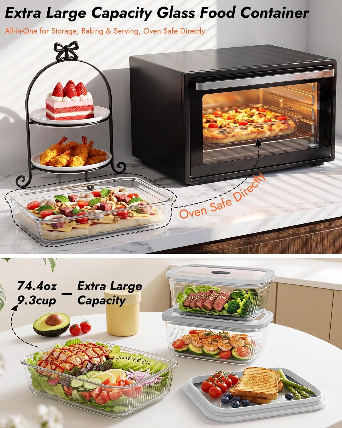2 Pack Glass Food Storage Cont - огляд і ціна Meal Prep Glass Containers
