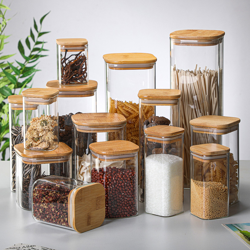 Bamboo Glass Tins Transparent  - огляд і ціна Meal Prep Glass Containers